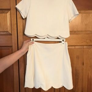 Aqua Scalloped 2 Piece Set